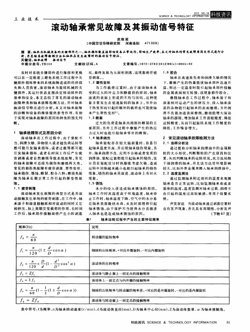 滚动轴承常见故障及其振动信号特征