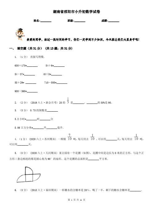 湖南省邵阳市小升初数学试卷