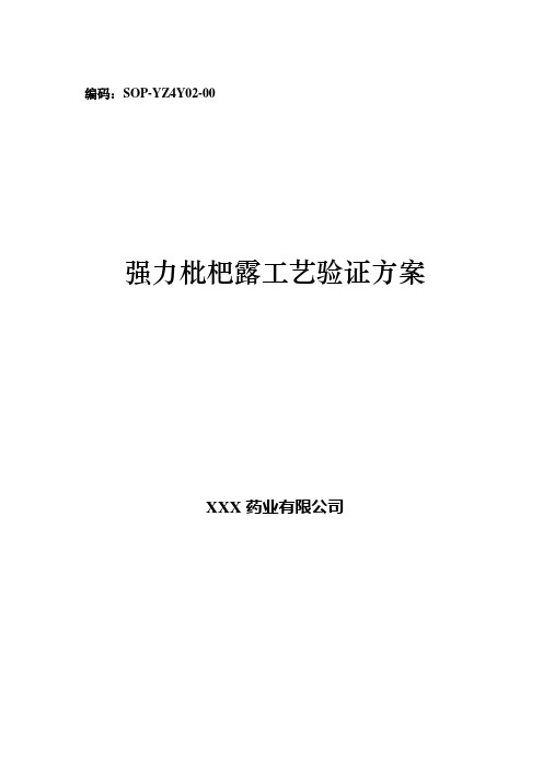 强力枇杷露工艺验证方案