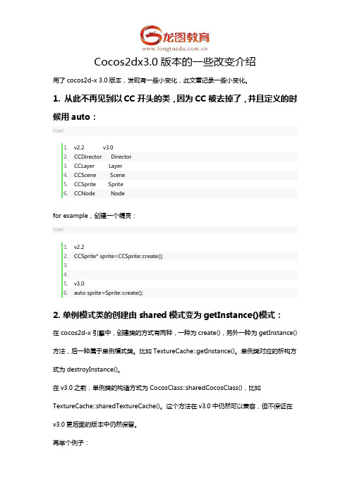 龙图教育：Cocos2dx3.0版本的一些改变介绍