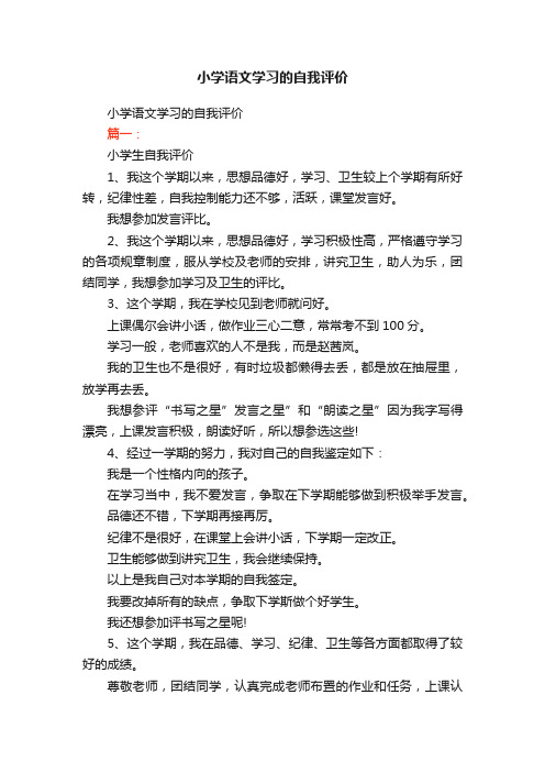 小学语文学习的自我评价