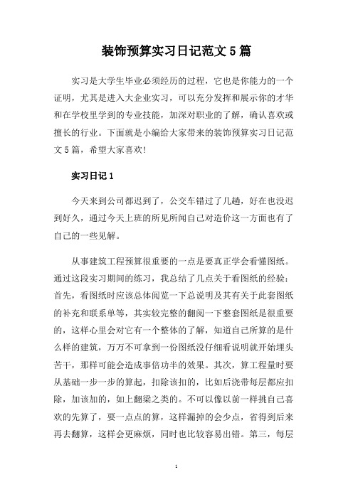 装饰预算实习日记范文5篇.doc