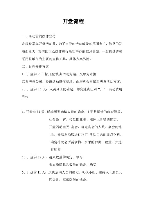 房地产项目开盘流程