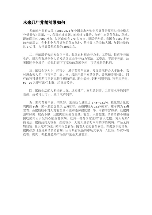 未来几年养鹅前景如何
