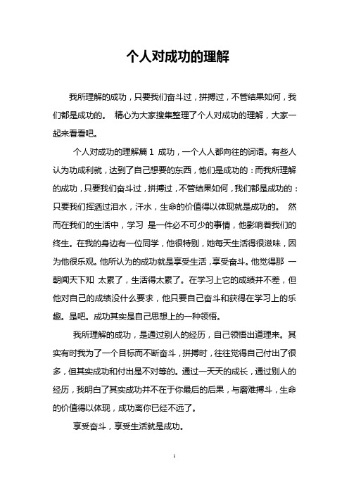 个人对成功的理解