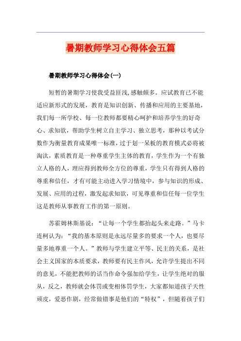 暑期教师学习心得体会五篇