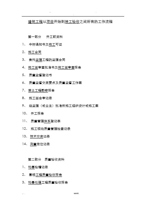 建设工程从项目开始到竣工验收之间所有的工作流程