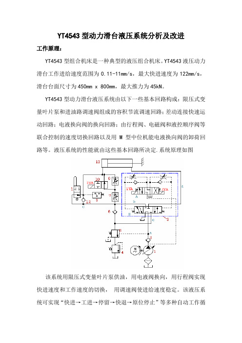 YT4543型动力滑台液压系统分析及改进