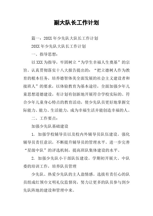 副大队长工作计划