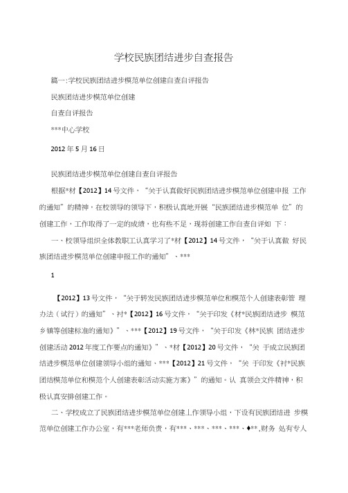 学校民族团结进步自查报告