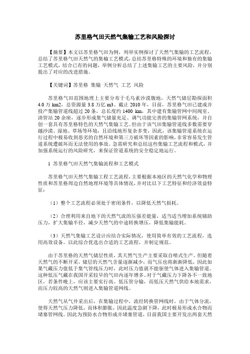苏里格气田天然气集输工艺和风险探讨