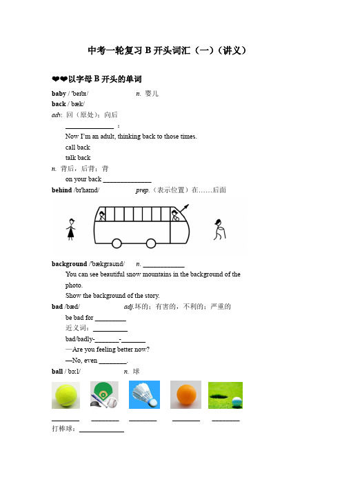 中考一轮复习B开头词汇  教案