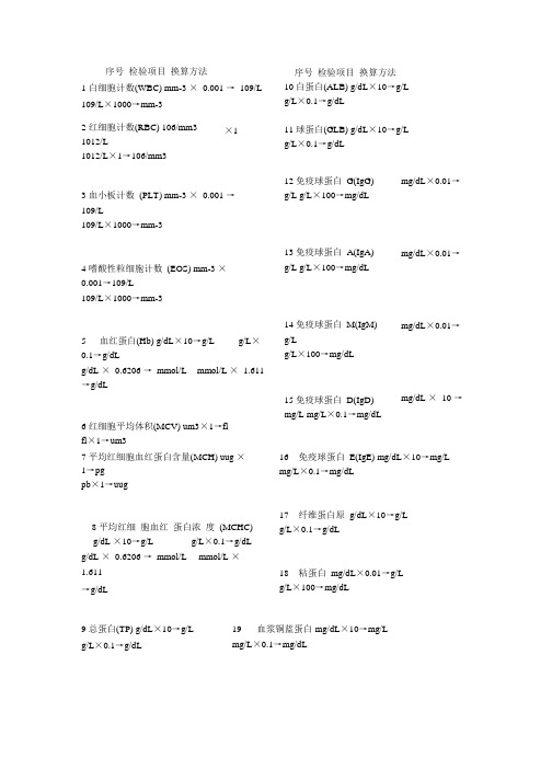 临床检验-单位换算