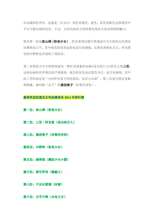 二次元星球的女主排行榜