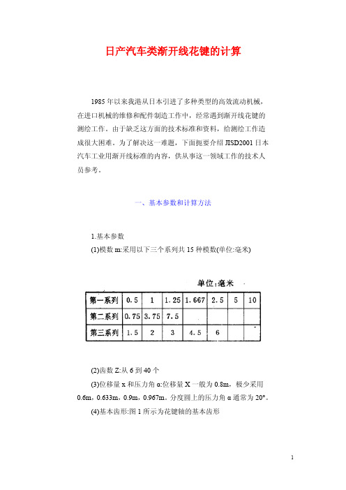 JIS D2001-1959 汽车用渐开线花键(中文版)