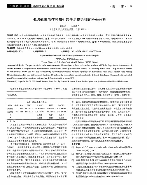 卡培他滨治疗肿瘤引起手足综合征的Meta分析