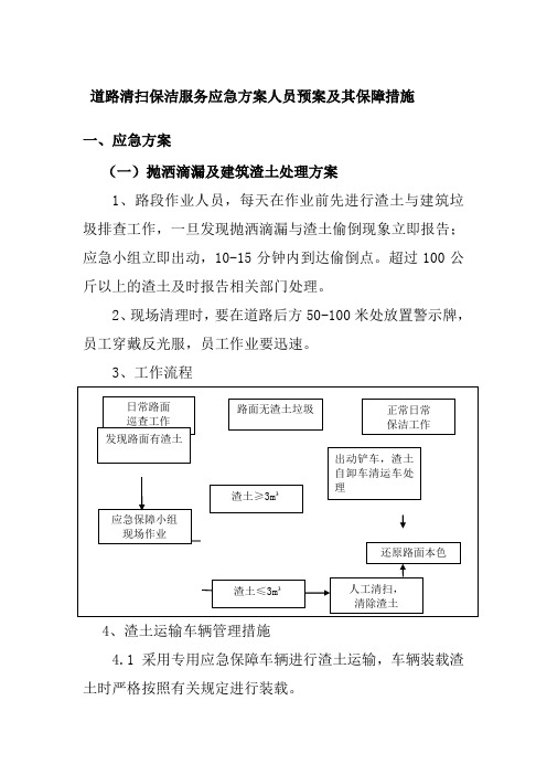 道路清扫保洁服务应急方案人员预案及其保障措施