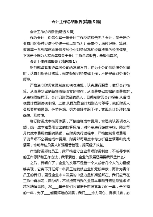 会计工作总结报告（精选5篇）