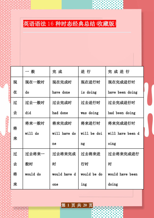 英语语法16种时态经典总结