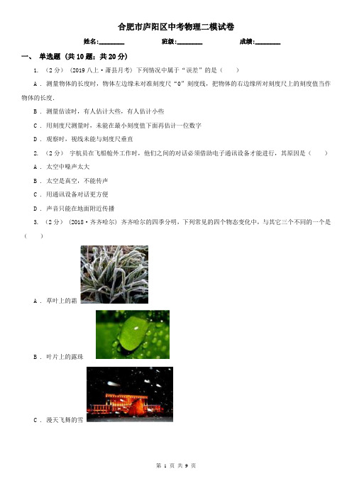 合肥市庐阳区中考物理二模试卷