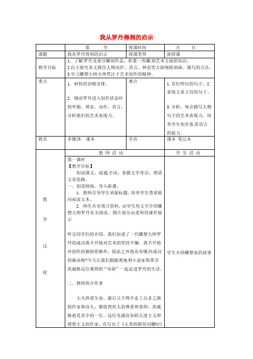 北京课改初中语文七上《13我从罗丹得到的启示》word教案 (8)