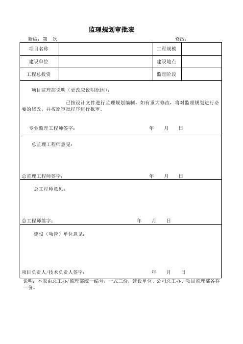 监理规划审批表