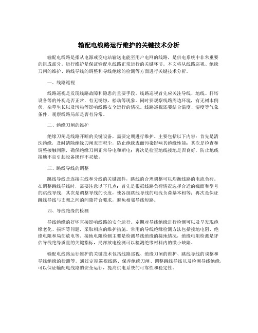 输配电线路运行维护的关键技术分析
