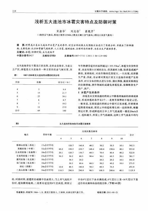 浅析五大连池市冰雹灾害特点及防御对策