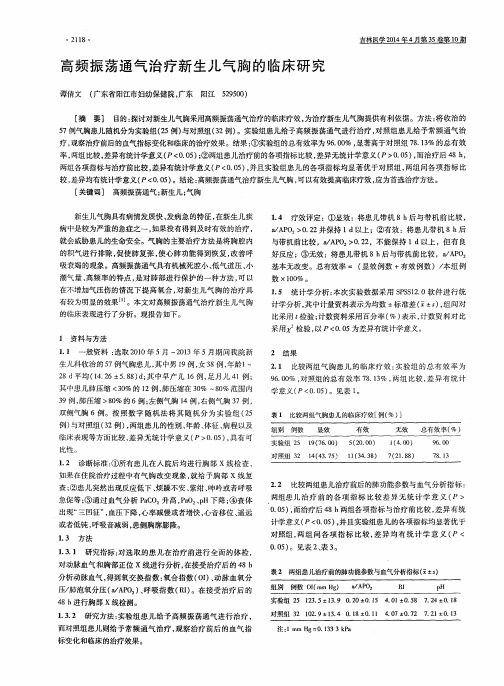 高频振荡通气治疗新生儿气胸的临床研究