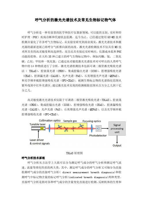 呼气分析的激光光谱技术及常见生物标记物气体