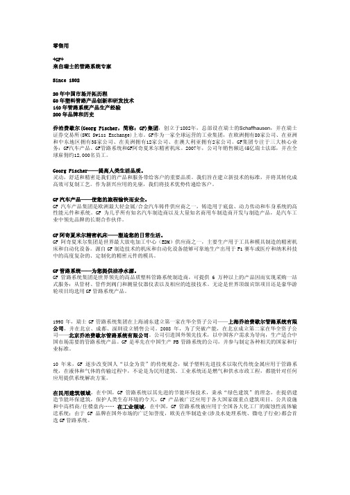 乔治费歇尔(+GF+)公司集团介绍_管路系统零售业务