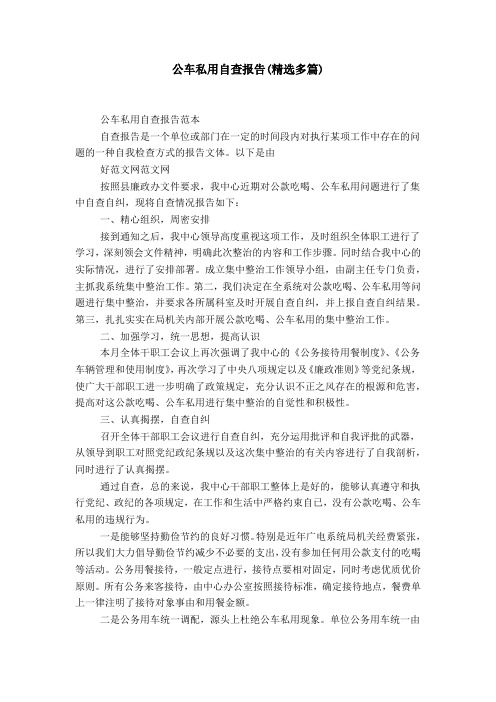 公车私用自查报告(精选多篇)