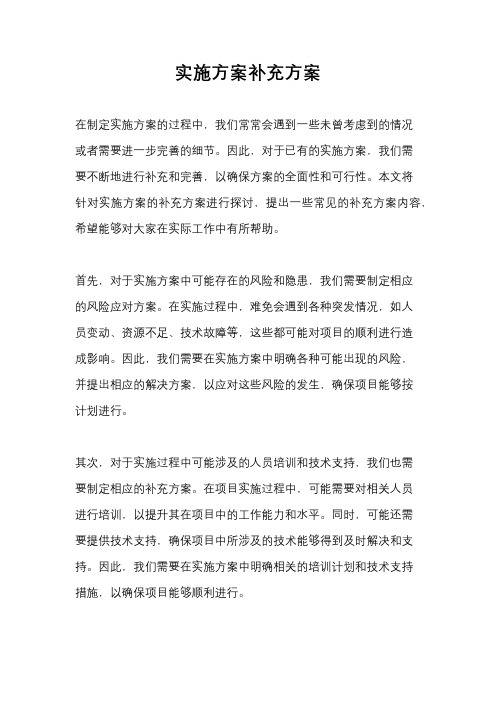 实施方案补充方案