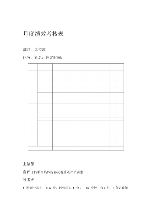 工作绩效考核表风控部