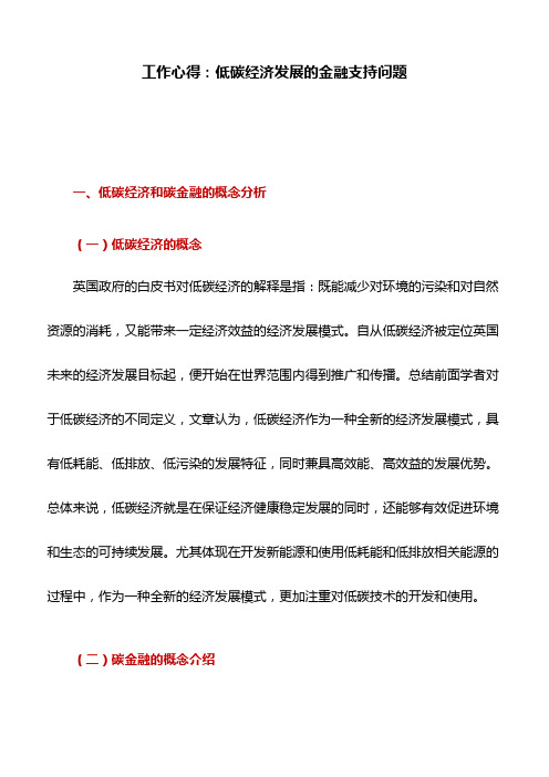 工作心得：低碳经济发展的金融支持问题