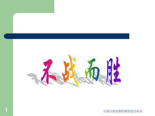 百战百胜的保险销售技巧培训