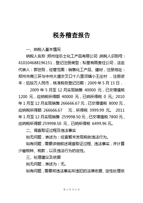 税务稽查报告