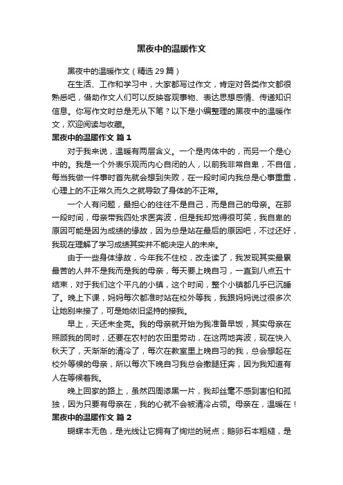 黑夜中的温暖作文（精选29篇）