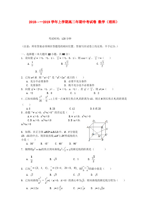 福建省龙海市程溪中学2018-2019学年高二数学上学期期中试题 理