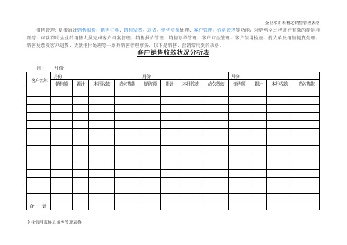 客户销售收款状况分析表