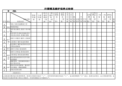 注塑模具点检记录