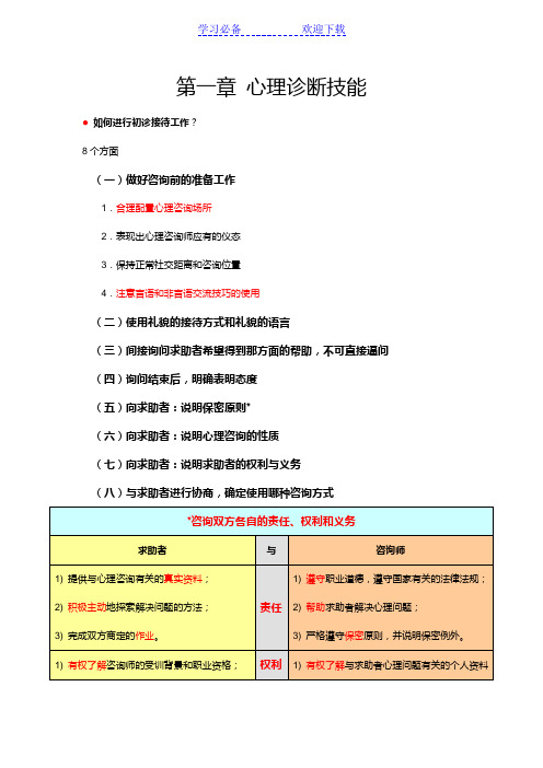 心理诊断技能三级知识点