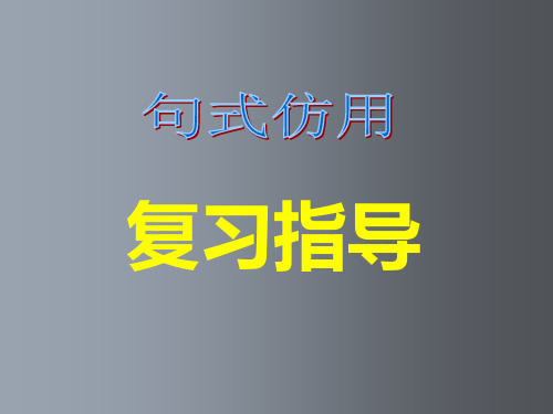 高三语文 句式仿用复习指导课件 人教版