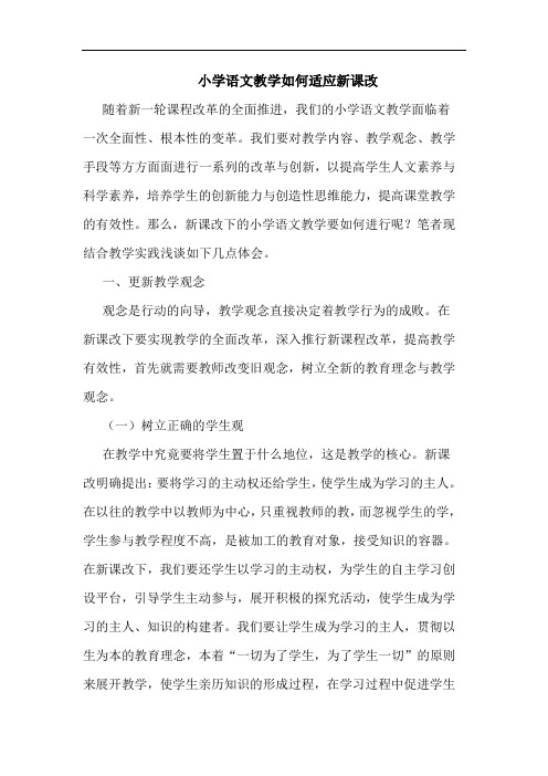 小学语文教学如何适应新课改