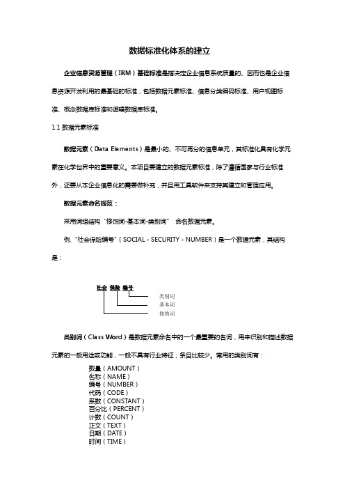 数据标准化体系的建立