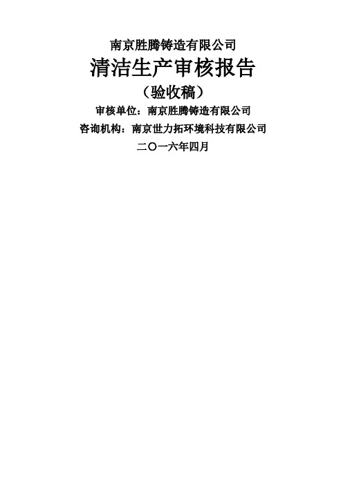 铸造行业清洁生产审核报告