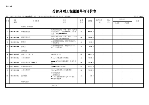 【表2-3】分部分项工程量清单表与计价表