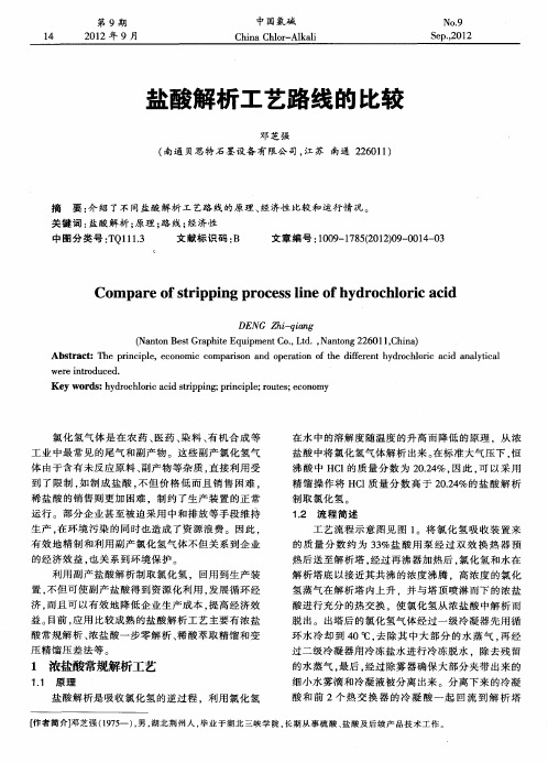 盐酸解析工艺路线的比较