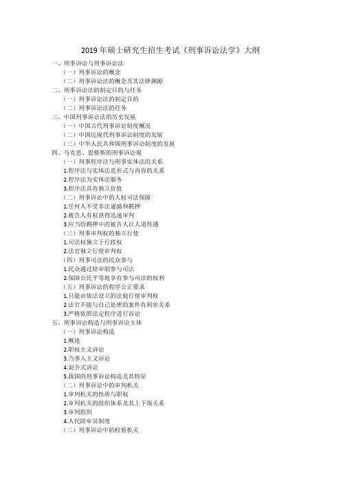 2019年辽宁大学硕士研究生招生考试自命题科目-考试大纲-刑事诉讼法学