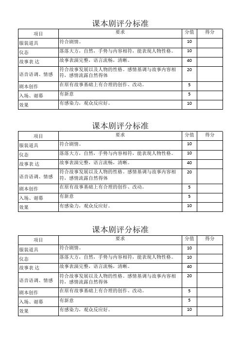 课本剧评分标准1